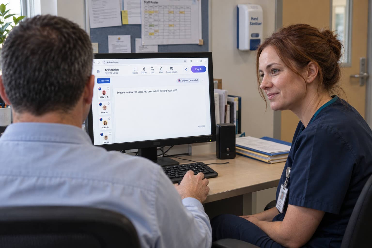 Alice Wagner, Healthcare Specialist. Alice Wagner (right) and a colleague